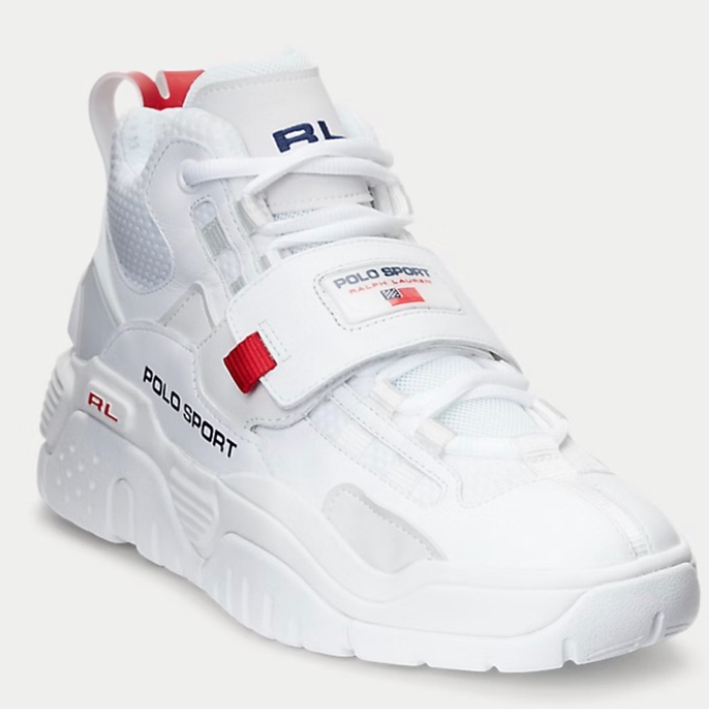 Polo Ralph Lauren Racing 92 Polo Sport PS100 High USA Black White Sneakers SZ 11